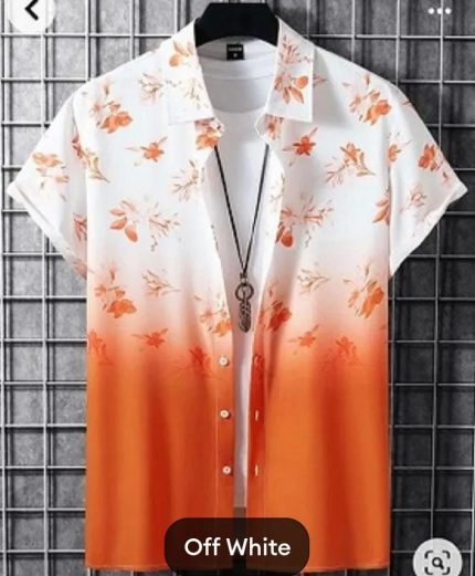 Men's Half Sleeve White Printed Shirt