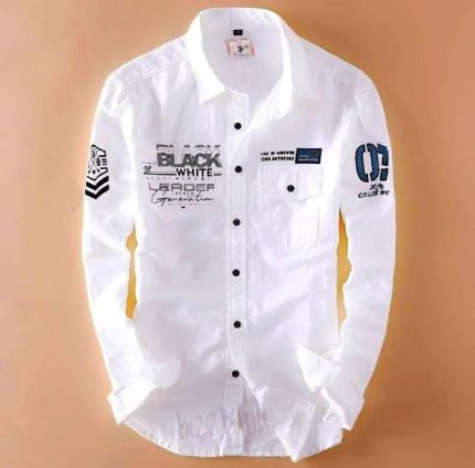Men's Full Sleeve Cotton White Color Shirt