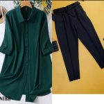 Western Fashion Green Color Shirt for Womnen - Premium Soft Cheri Georgette and Pant Chaina Gavading..