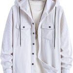 Mens Corduroy Long Sleeve Button Up Hoodie